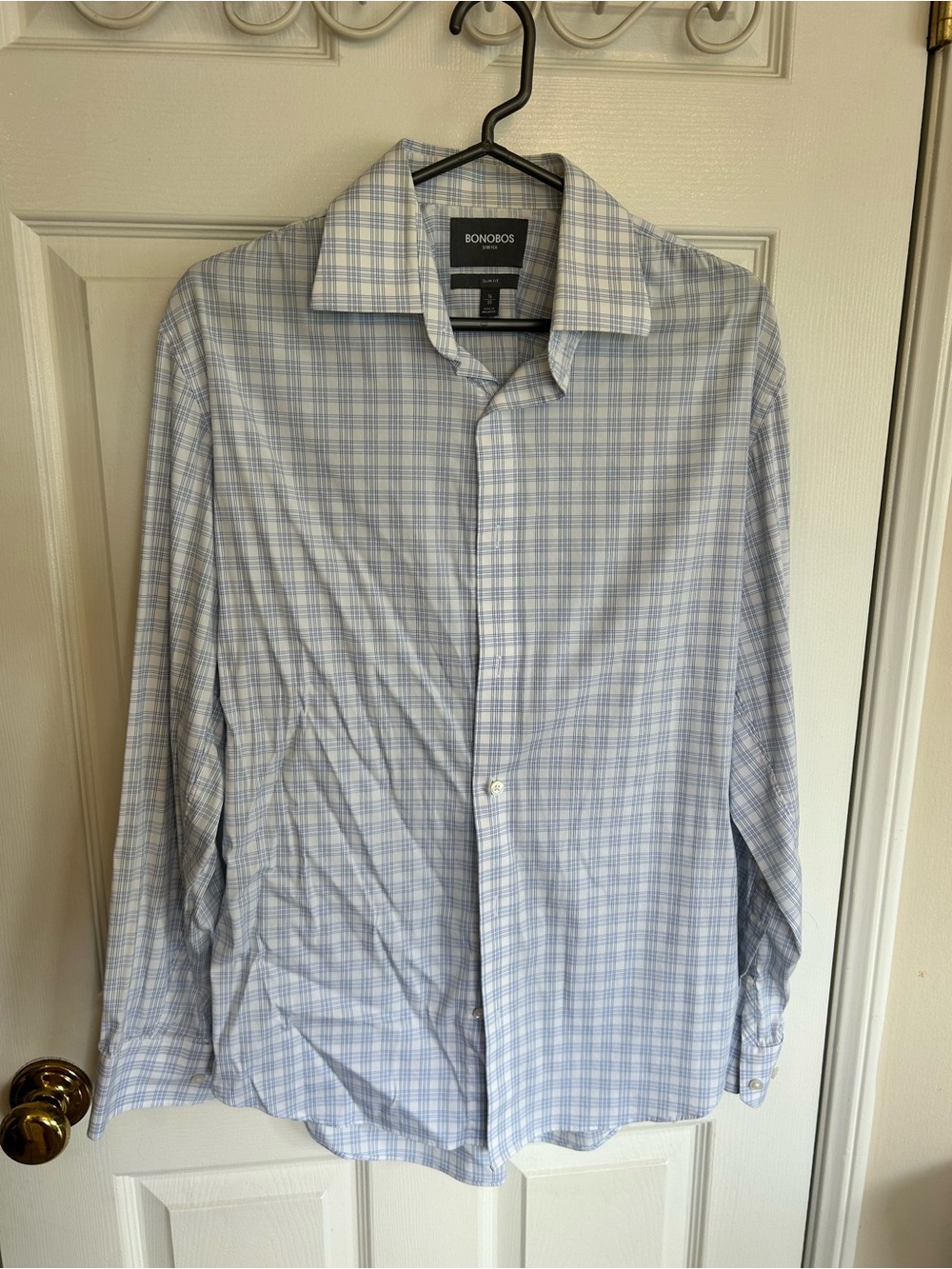 Bonobos Light Blue and White Plaid Dress Shirt